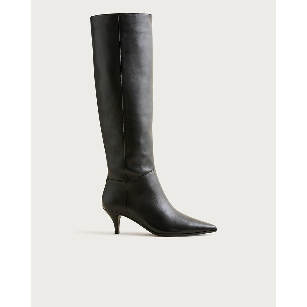 J. Crew Women’s New Stevie Knee-High Boots Pull-On in Leather Black Size 11 NWOT - Picture 2 of 12